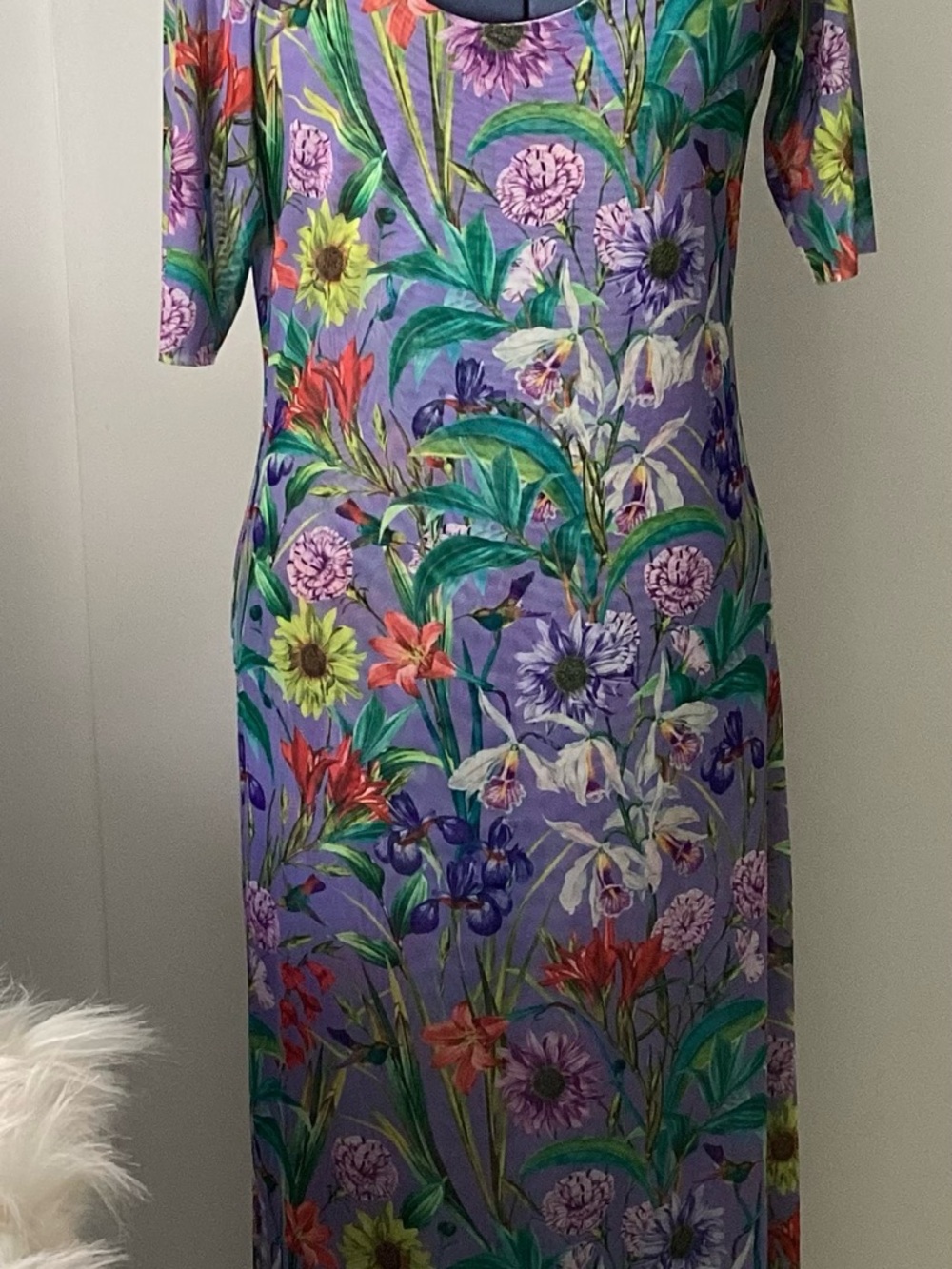 Johnny Was Lavender Floral Maxi Dress with Multicolor Botanical Print - Picture 11 of 11